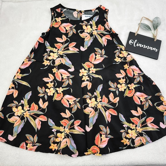 Old Navy Other - OLD NAVY Toddler Girls Black Flowered Sleeveless Swing Dress
